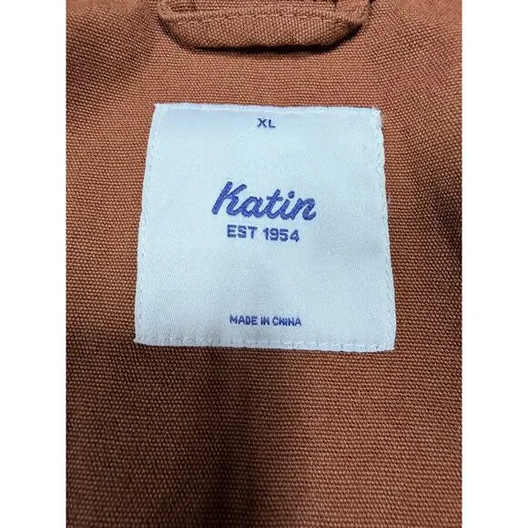 KATIN Canvas Utility Shirt Jacket Rustic Orange SZ XL